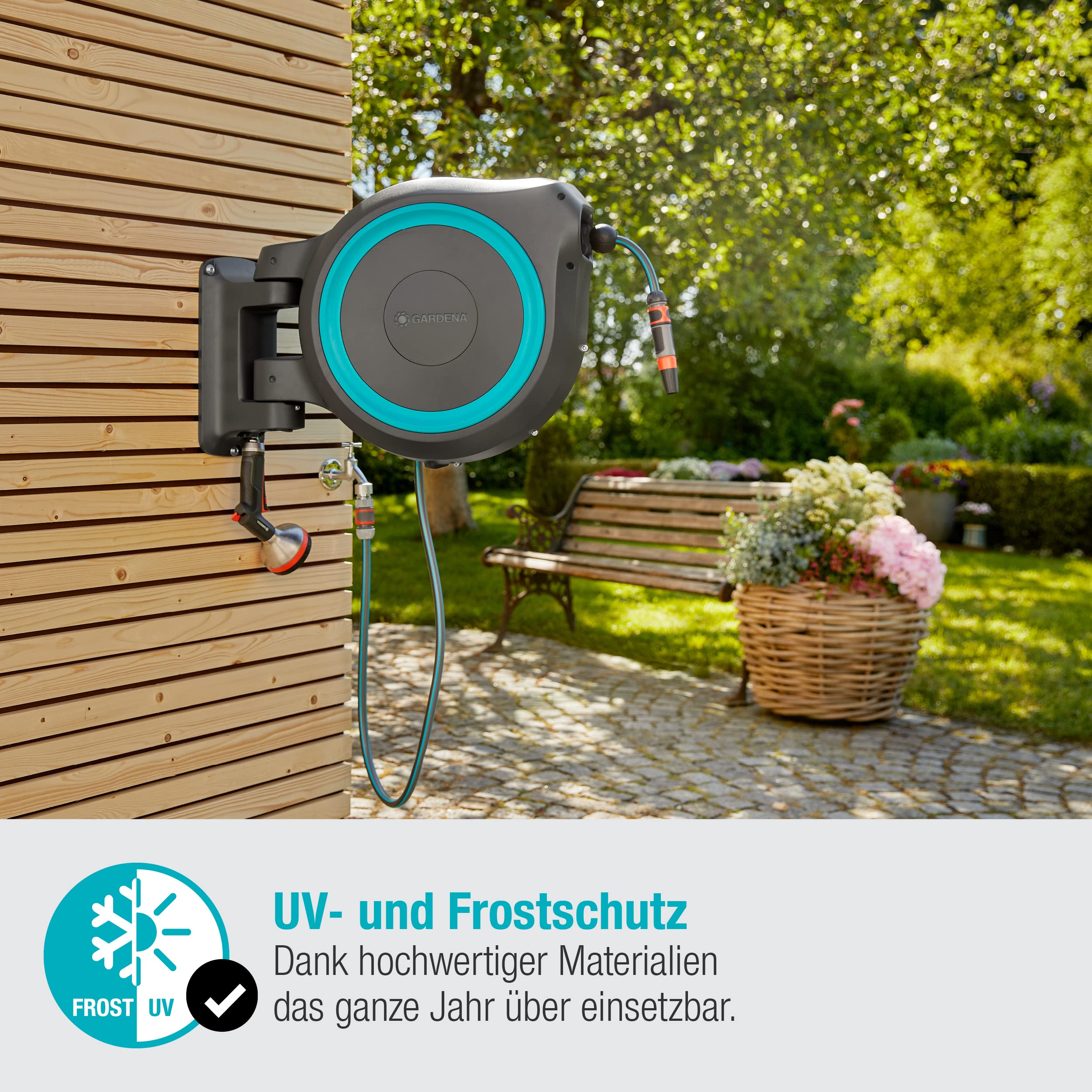 Amazon.com: Gardena Wall-Mounted Hose Box RollUp XL (turquoise) 35